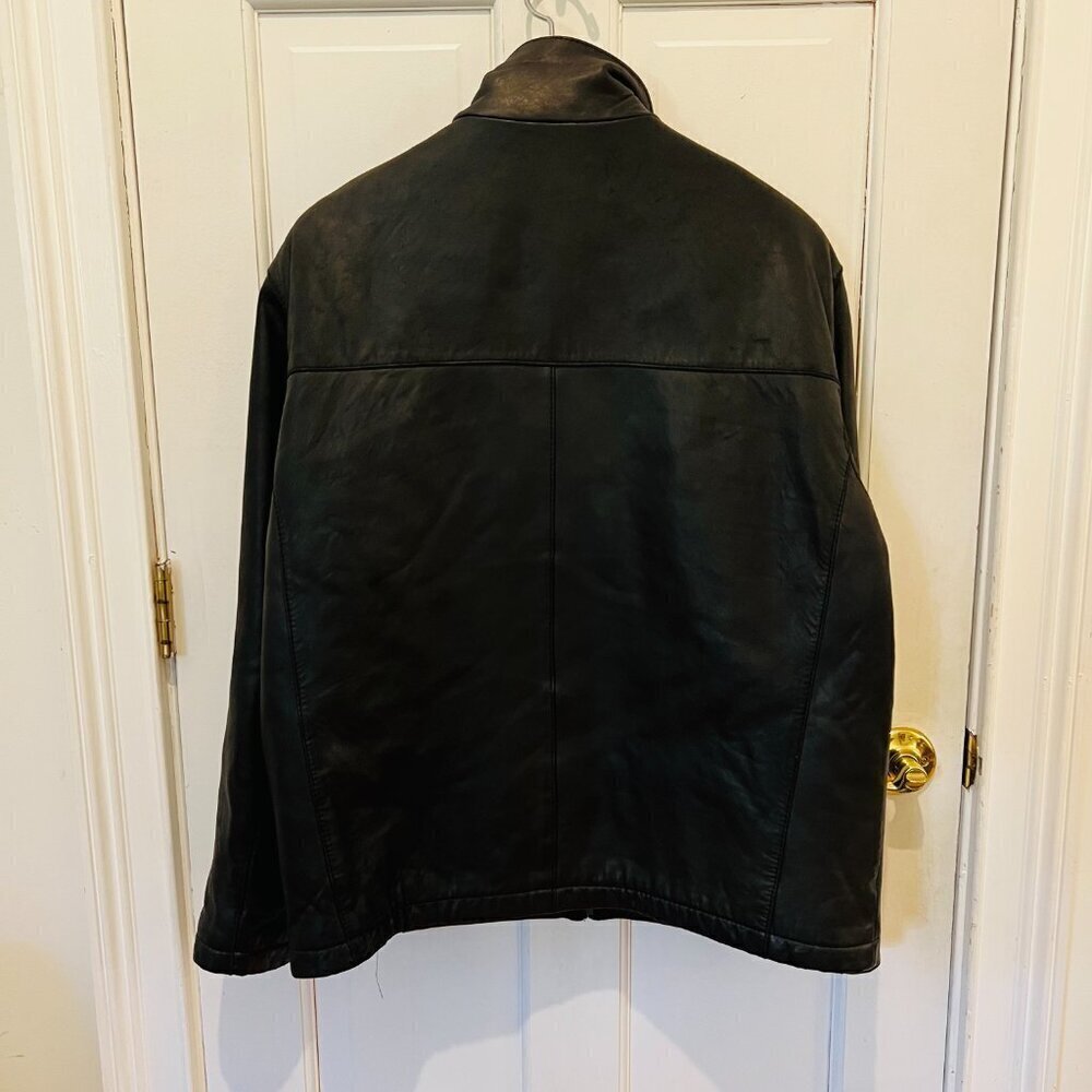 Vintage Dockers Men's L Quilted Soft Leather Iconic Bomber Jacket Coat Black - Picture 10 of 16